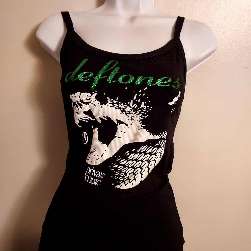 Deftones tank top Private Music Allbum Shirt Deftones  Deftones Glitter Crop Top